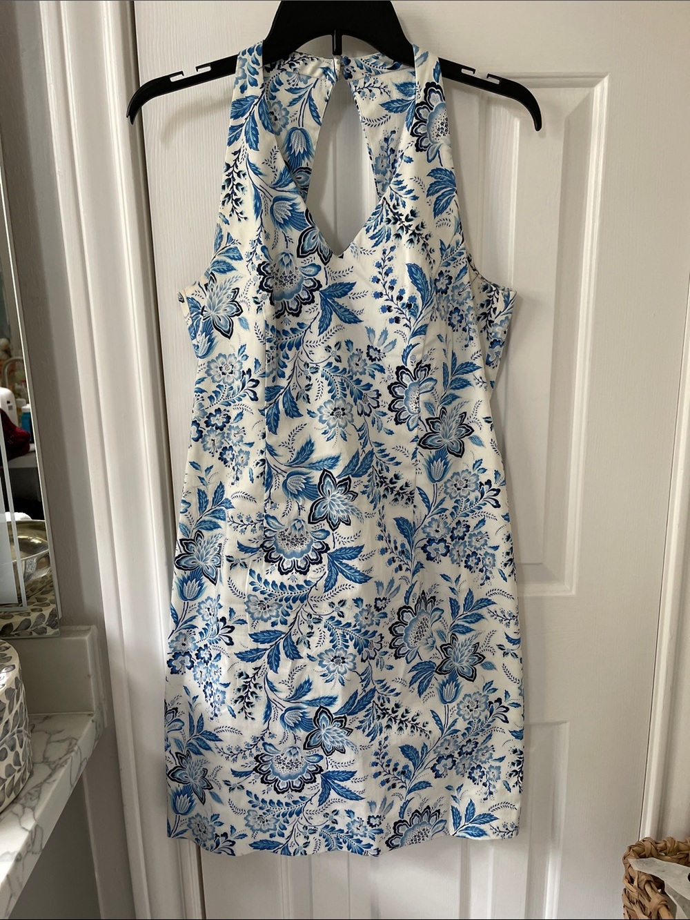 Blue Floral Dress with cut outs on back - Women